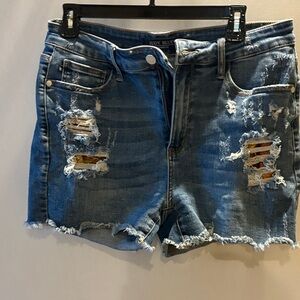 Judy Blue Ripped Jean Shorts - Blue